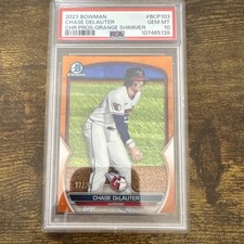 Chase DeLauter Rookie Bowman /25 PSA 10 2023 Chrome Prospects Orange Shimmer