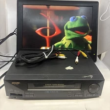 Sharp VC-A593U VCR VHS 4-Head Rapid Rewind VHS Player - Tested Working + Cables