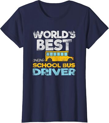World's Best School Bus Driver Gift Yellow School Ladies' Crewneck T-Shirt