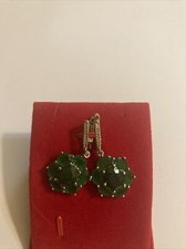 Natural Emerald Flower Drop Dangle Leverback Earrings