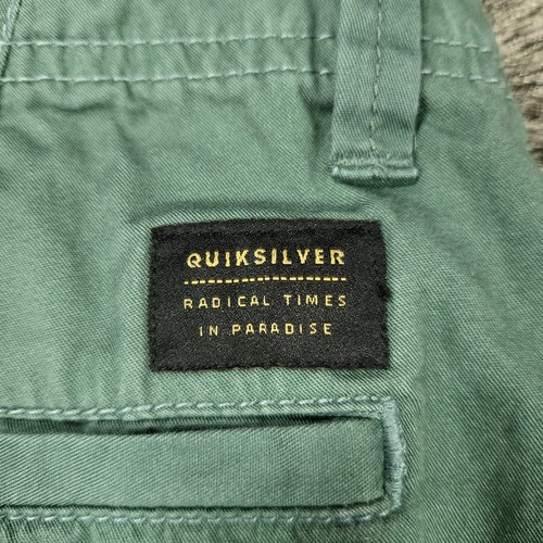 Quiksilver Shorts Men's 40 X 8 Green Cotton Logo High Rise Straight Tapered Fit - Picture 4 of 18