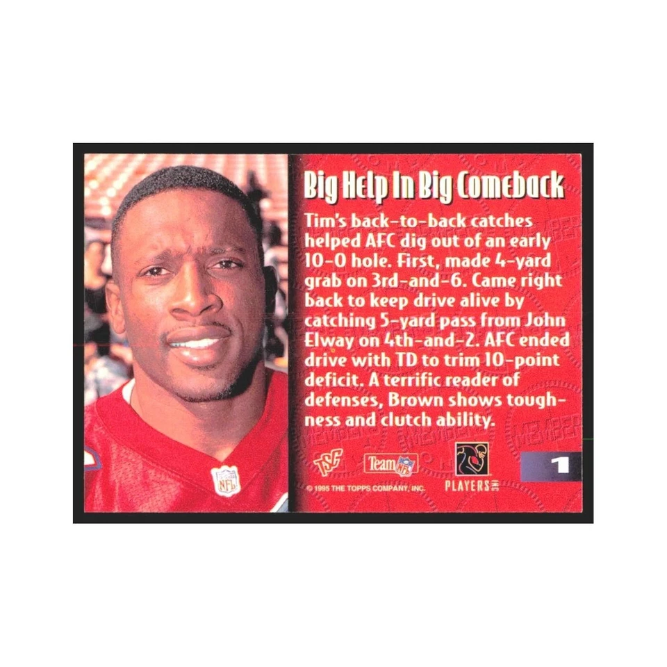 1995 Stadium Club Members Only Tim Brown Los Angeles Raiders #1 - Image 2 of 3