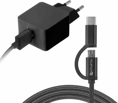 4smarts  UniversNetzladegerät VoltPlug 12W mit Micro-USB & USB Typ-C-Kabel 1,5m