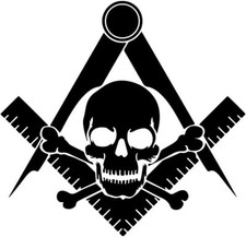 Widow's Son Square  Compass Masonic Vinyl Decal - Black 6 Inch Black