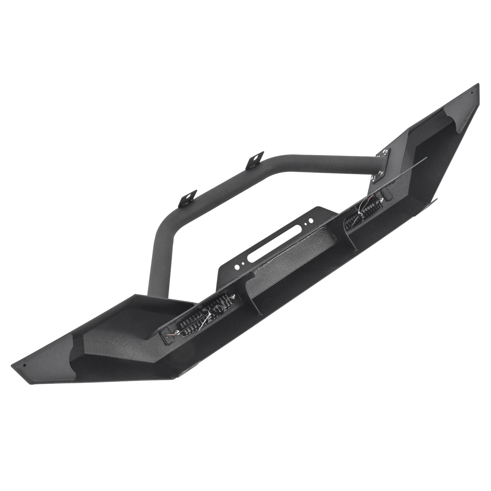 Black Rear Bumper Fits 1987-2006 Jeep Wrangler YJ TJ w/ LED Lights