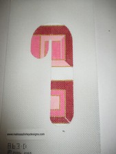 Melissa Shirley Handpainted Needlepoint Canvas Pink Red Candy Cane 2006