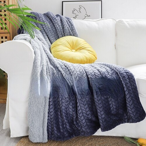Flannel Blanket Thick Faux Fur Warm Soft PlushThrow Blanket Bed Portable Qulit - Bild 6 von 25