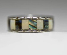 Abalone ring MOP pinky band sterling silver women girls