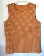 CJ Banks Sleeveless Tank Top Womens Size X (14W) Orange Polka Dot Cotton