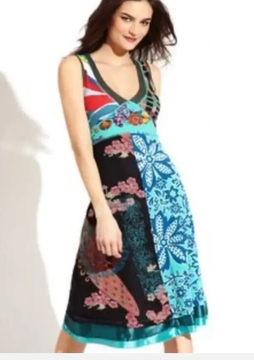 Desigual V-Neck Multicolored Multi Pattern Graffi… - image 1