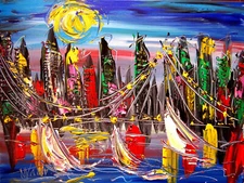 NEW YORK CITY painting Abstract Modern Art  Contemporary  WALL DECOR YC3GWD4F