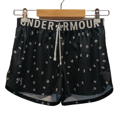 Under Armour Play Up 3.0 Shorts Girls Large Black White UA Logo 3" Inseam EUC