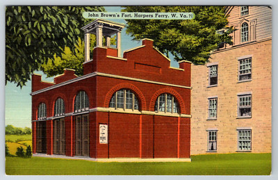 Linen John Brown's Fort Harpers Ferry W Va Postcard Hagerstown Md c1940s