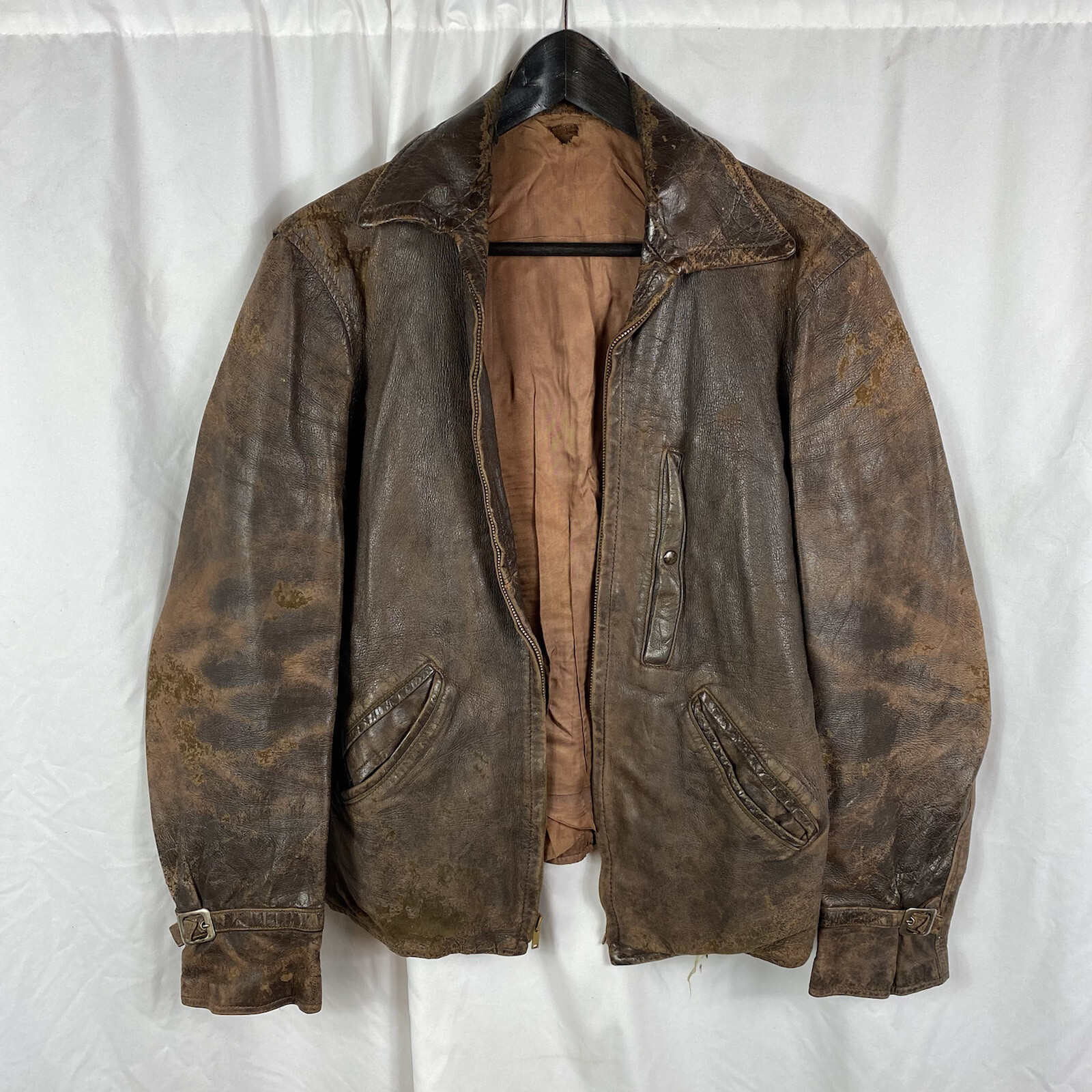 Vintage 1930s 1940s Leather Jacket Horsehide