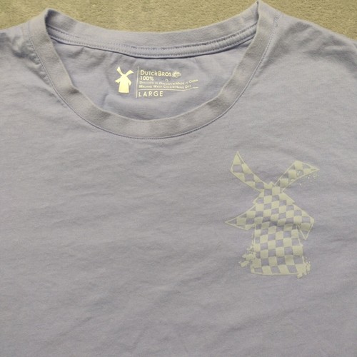 Dutch Brothers Coffee Checkered Windmill T Shirt Large Mauve 2 Sided - Picture 4 of 7