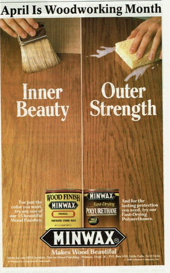 Vintage Print Ad 1991 Minwax Wood Finish Fast-Drying Polyurethane Woodworking