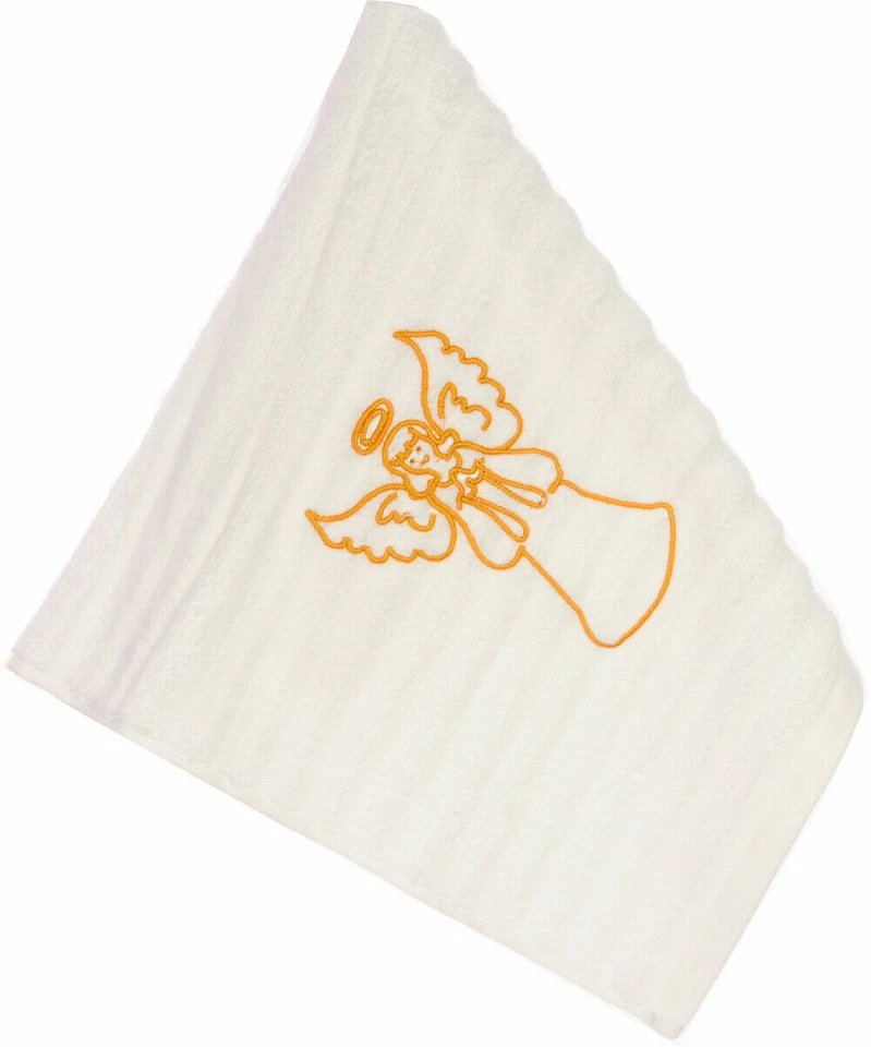 Handtuch Taufe Engel Muster bestickt Baby Kinder Tuch Kindergartentuch weiß