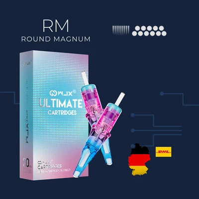 20x Dragonhawk WJX Ultimate Tattoo Nadeln Round Magnum 1011RM Ø0,30mm Cartridge