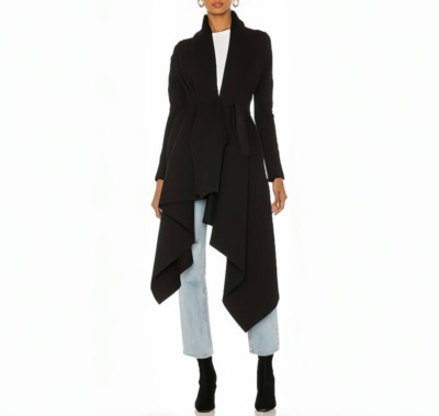 Norma Kamali Uneven Blanket Asymmetric Cotton Blend Coat Grey Women's Size XL