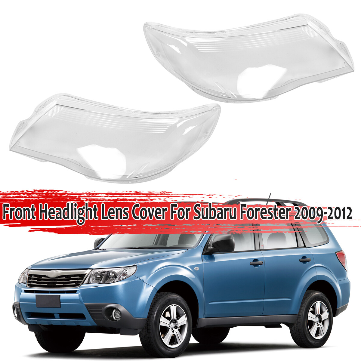 Pair Headlight Lens Cover Replacement For Subaru Forester 2009 2010 2011 2012