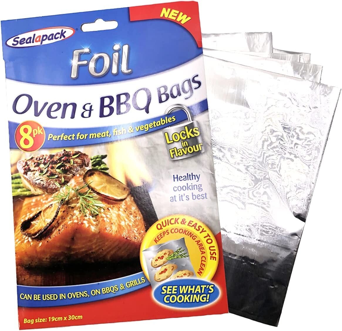 8pk Aluminum Foil Cooking Bags For Oven BBQ Grill Food Bag Kitchen
