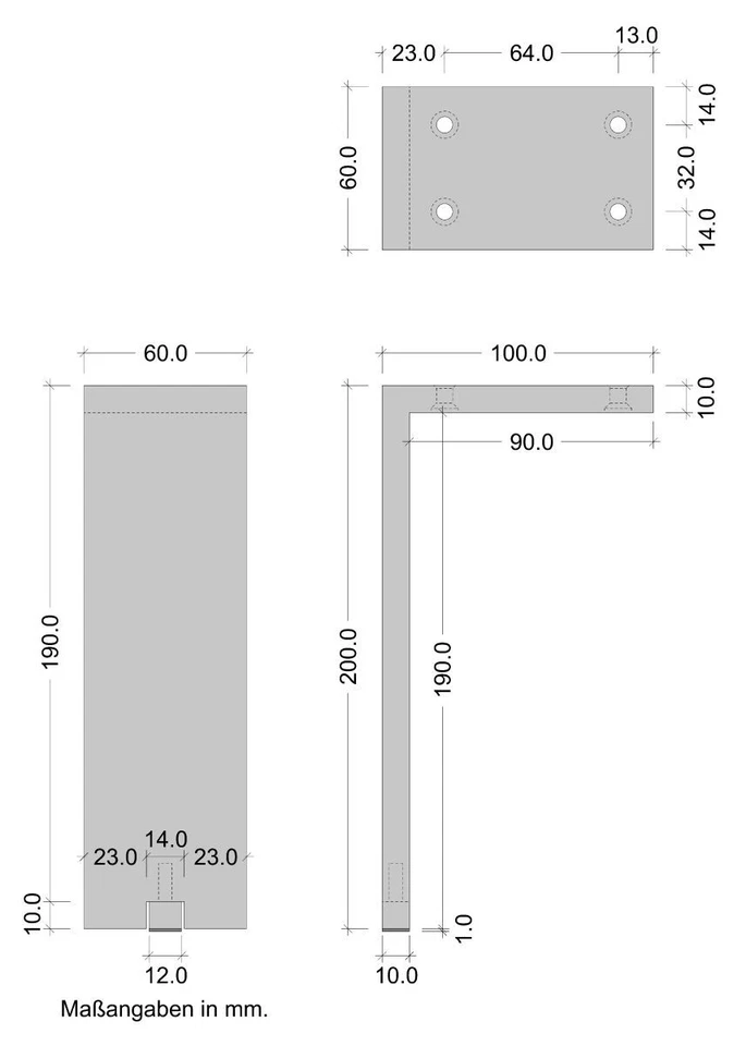 4x Möbelfuß Möbelfüße schwarz matt Tischbeine Sockel Füße Fonda 100-200 mm Fuß - Bild 3 von 4
