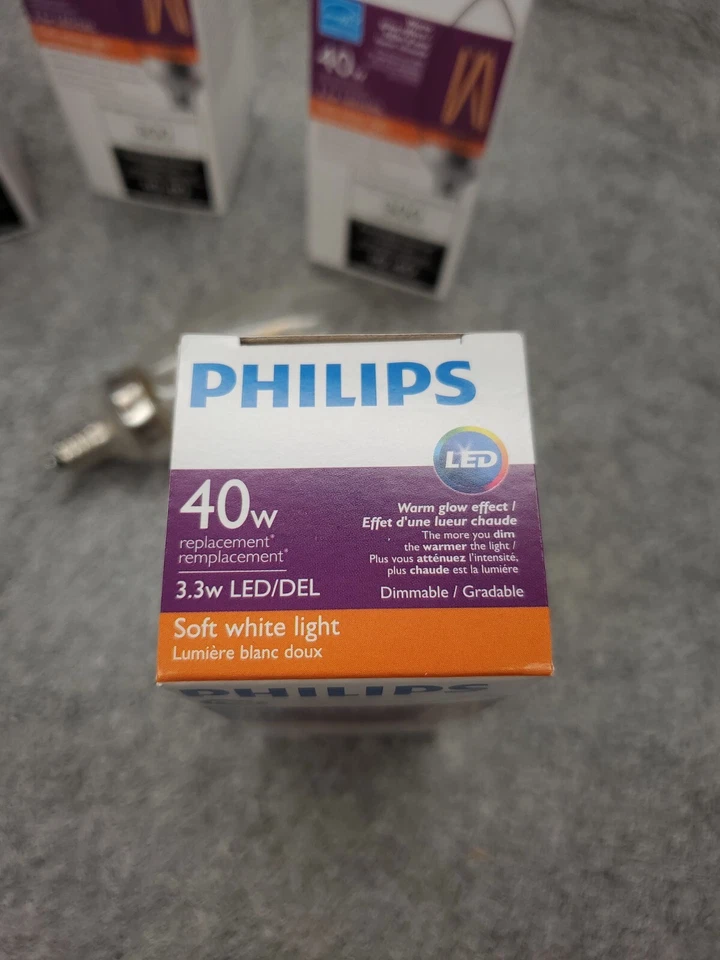 10 PACK PHILIPS 549568 LED Bulb B11 3.3W 300 Lumen 2700K 90CRI 120V Dimmable E12 - Image 3 of 4
