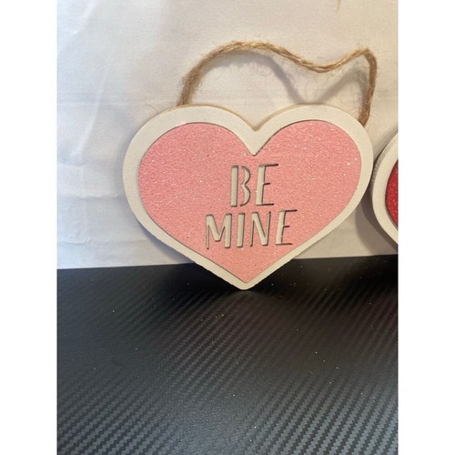 Set of 3 Wooden Glitter Valentine's Day Hanging Decor - Picture 2 of 7