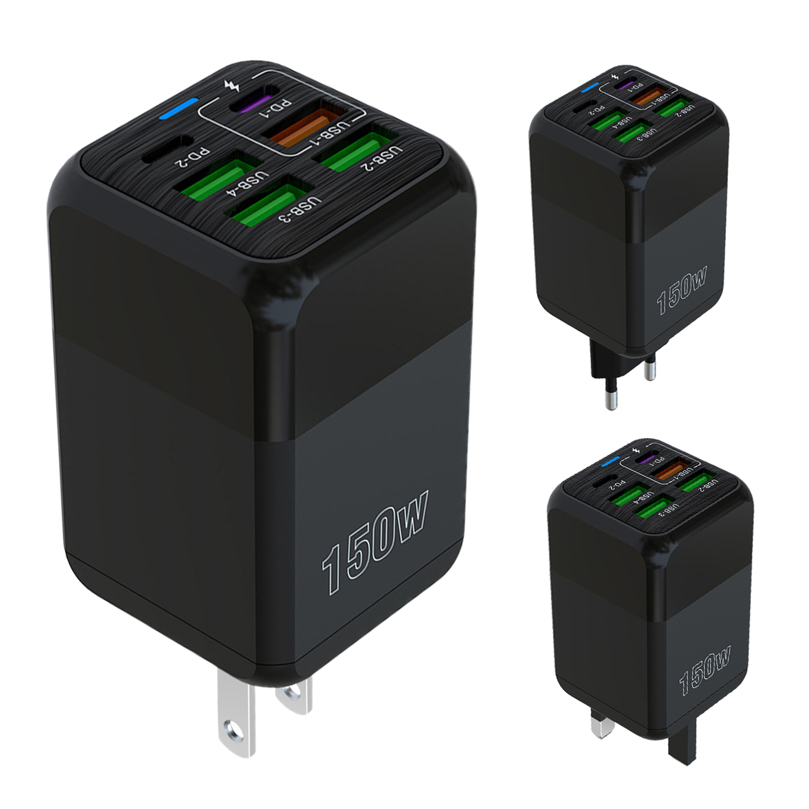 150W 6-Port Fast Charger 4USB+2PD Multi-Port Mobile Phone Charging Hub