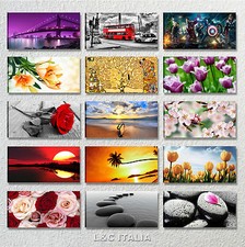 QUADRI MODERNI 90x45 STAMPE ARREDO CASA PAESAGGI ASTRATTI FIORI ARTE POPART ZEN