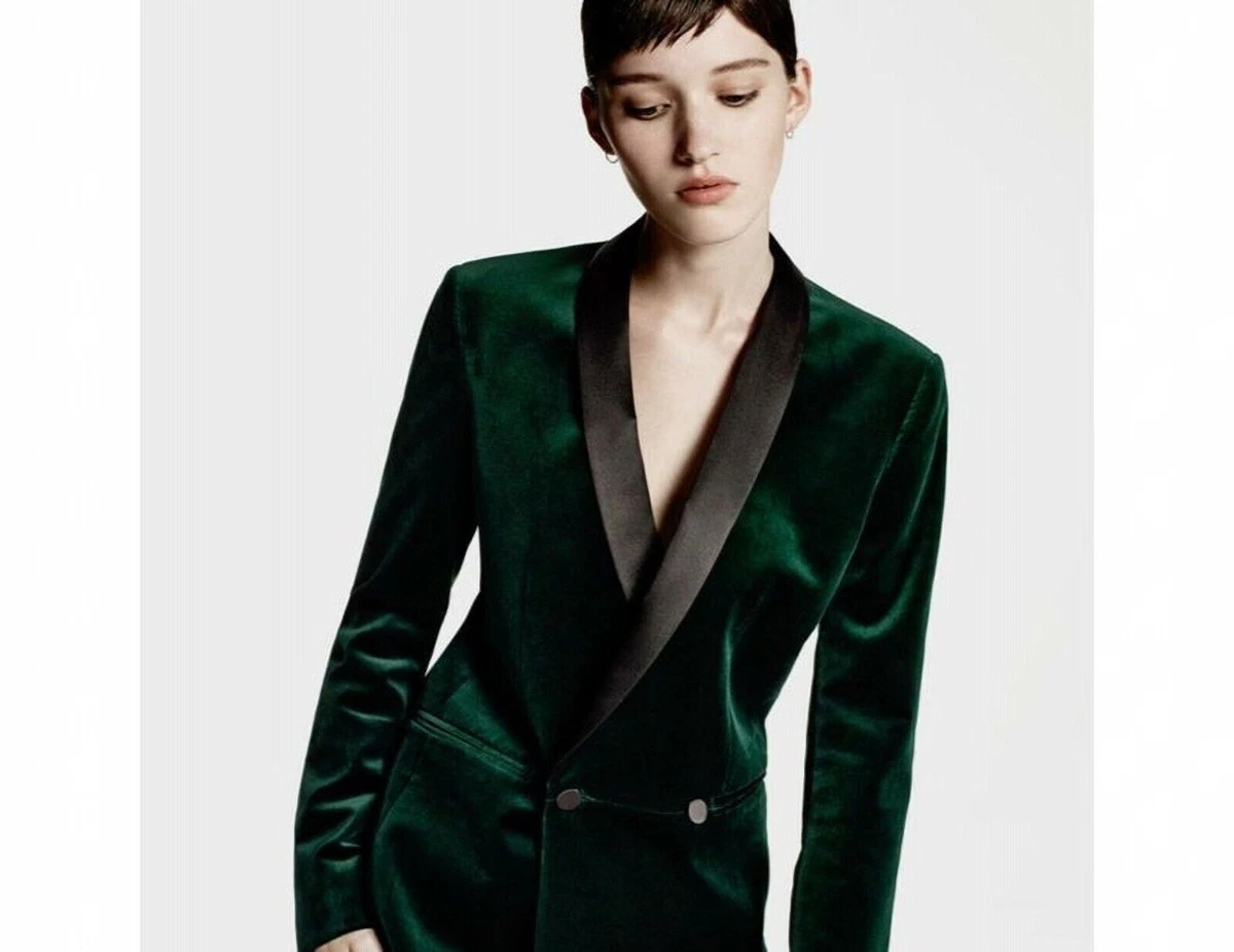 Green velvet jacket womens sale