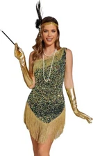 h Pixiemain Womens Medium 1920s Gatsby Flapper Dress Sequin Halloween Costume