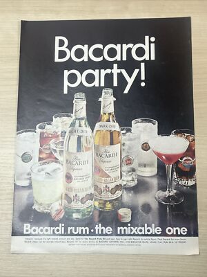 Bacardi Party Rum Mixable 1968 Vintage Print Ad Life Magazine