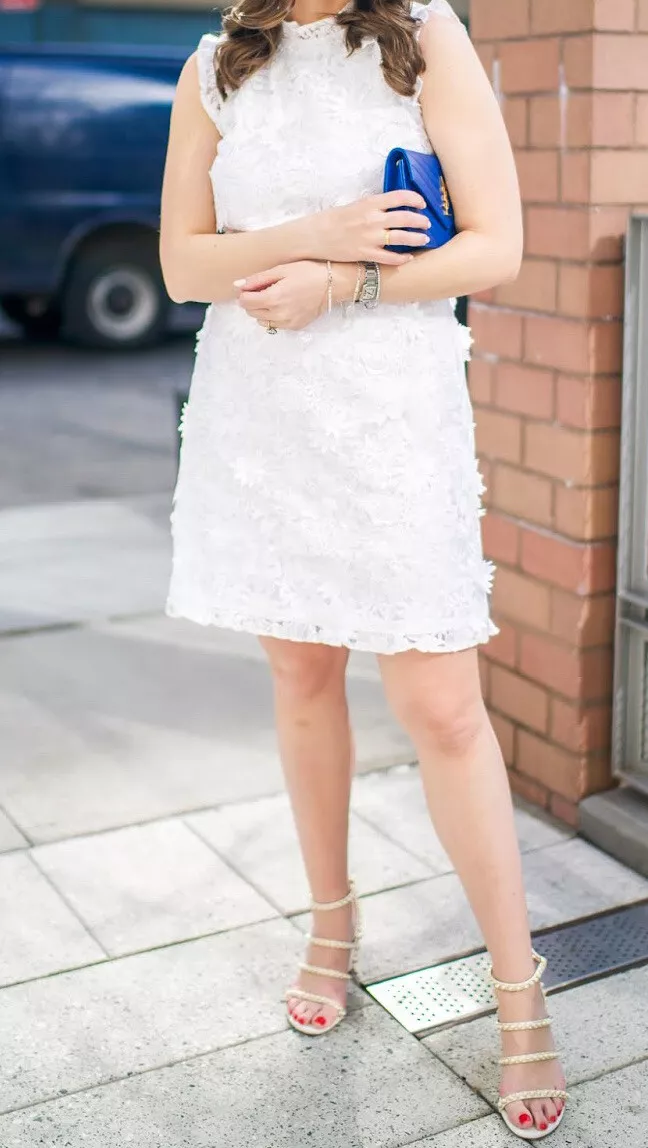 White top floral applique