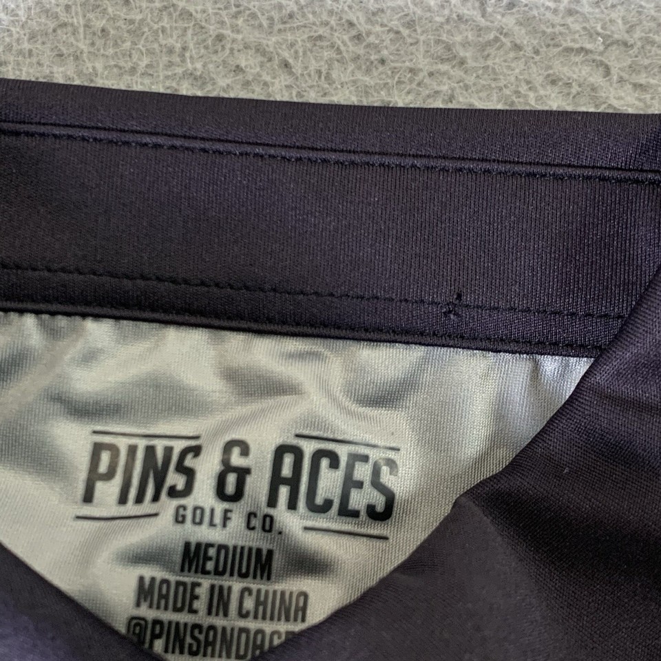 Pins & Aces Golf Shirt Mens Medium Teal Black Splatter Performance Cool