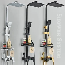 Exposed Shower Faucet System Rain Shower Head Combo 4Function Shower Fixture Set