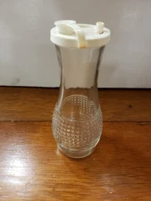 Vintage Good Seasons Salad Dressing Bottle Carafe Cruet White Lid Glass Embossed