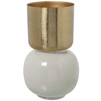 Tischvase Aus Emailliertem Metall In Weiß Und Gold, 23 X 23 X 36 Cm