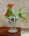 Vintage Murano Style Chicken Rooster Glass Paperweight Bird Figure