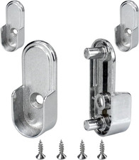 4Pcs Wardrobe Bracket Zinc Alloy Closet Rod Holders 15Mm X 30Mm Oval Closet Rod