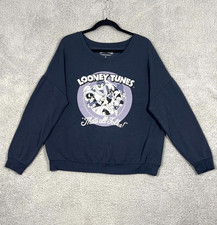 Vtg Looney Tunes Sweatshirt Adult L Blue Bugs Bunny Warner Bros That's all Folks