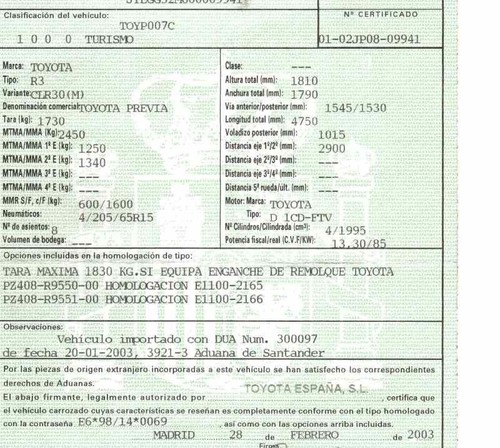 0778000660 RESISTENZA AL RISCALDAMENTO / 1765736 PER TOYOTA PREVIA R30 2.0 TUR - Imagen 7 de 9