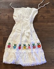 Mexican White Floral Embroidered Dress