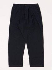 Navy Brushed Moleskin Pleated Track Pant