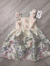 Rare Editions Girls Fit  Flare Floral Satin Dress Size 6 Party Sleeveless