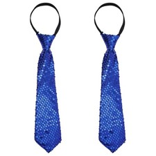 PENTA ANGEL Men Sequin TiePcs Adjustable Zipper Shine Neckties for 2 Royal Blue
