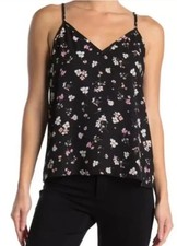 Wild Fable Cami Woman Black Floral Adjustable Spaghetti Strap Tank Small New