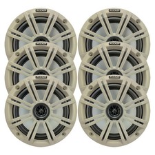 Kicker 6.5" 195 Watt Max Marine Boat Audio Speakers Qty 6 w/ White Grilles