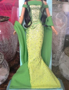 NEWLY DEBOXED OUTFIT ONLY August Birthstone Barbie Peridot Gown, Scarf & Shoes