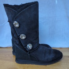 UGG BAILEY BUTTON TREIPLET BLING WOMEN TALL BOOTS GREY UK 6